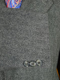 25/1141 near immaculate vintage british grey herringbone chesterfield coat overcoat 38 regular