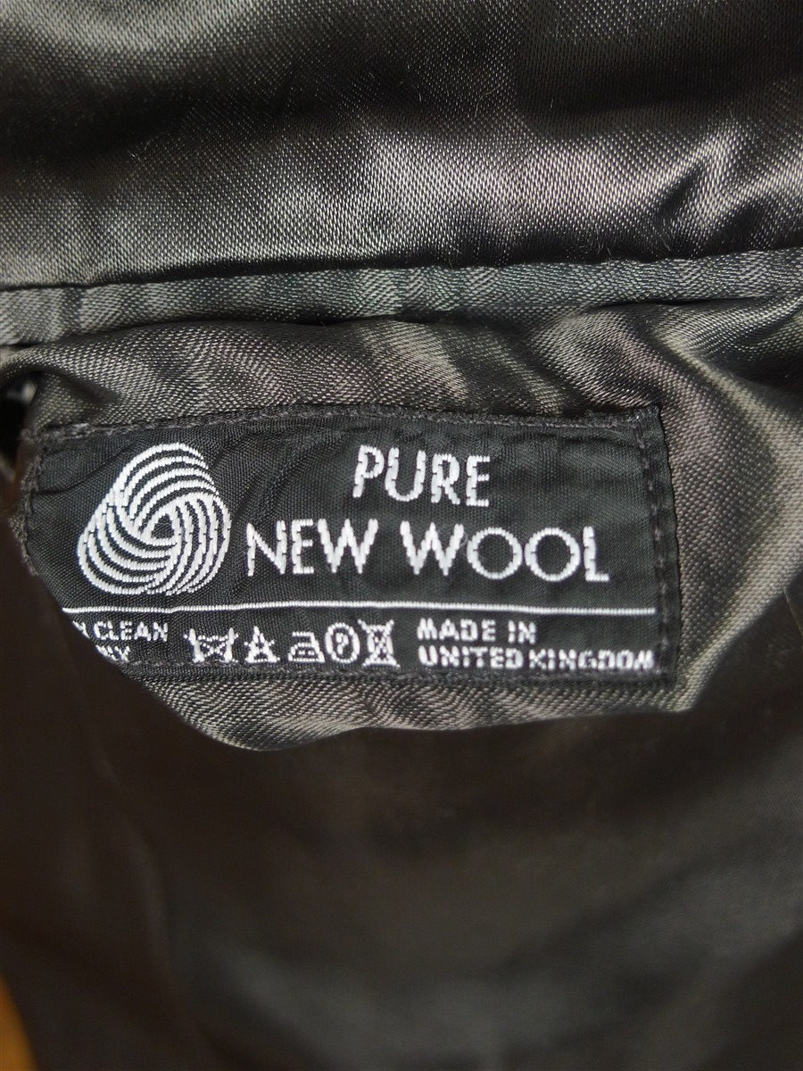 25/1141 near immaculate vintage british grey herringbone chesterfield coat overcoat 38 regular