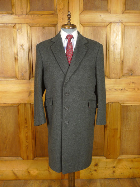 25/1146 immaculate vintage british bespoke tailor heavyweight grey wool overcoat coat 44 regular