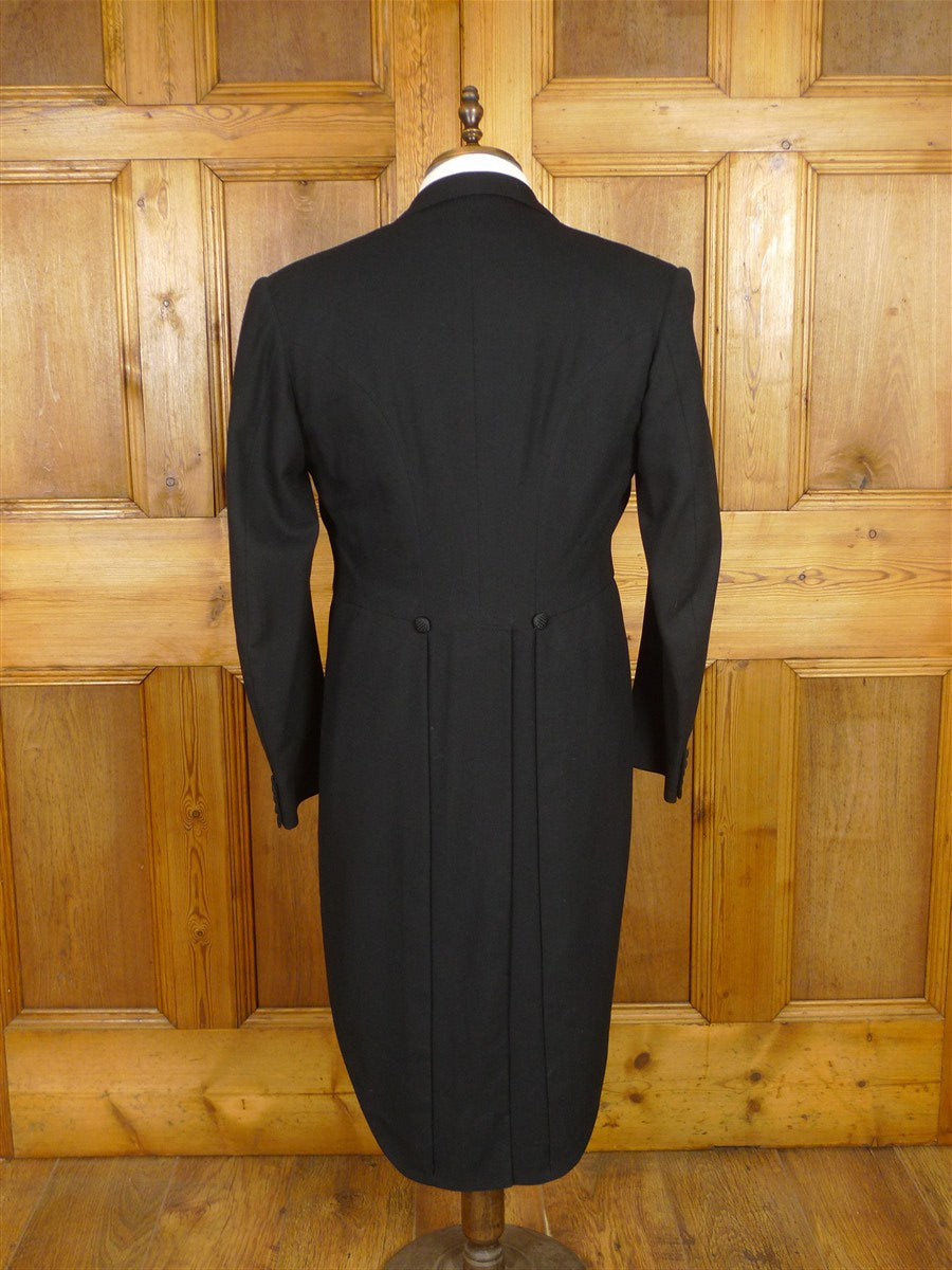 25/1132 vintage 1950s 1960s london tailor black barathea wool evening tailcoat 38 long
