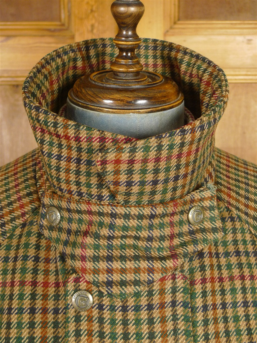 25/1148 superb vintage heavyweight scottish tweed gun check shooting field coat 44-45