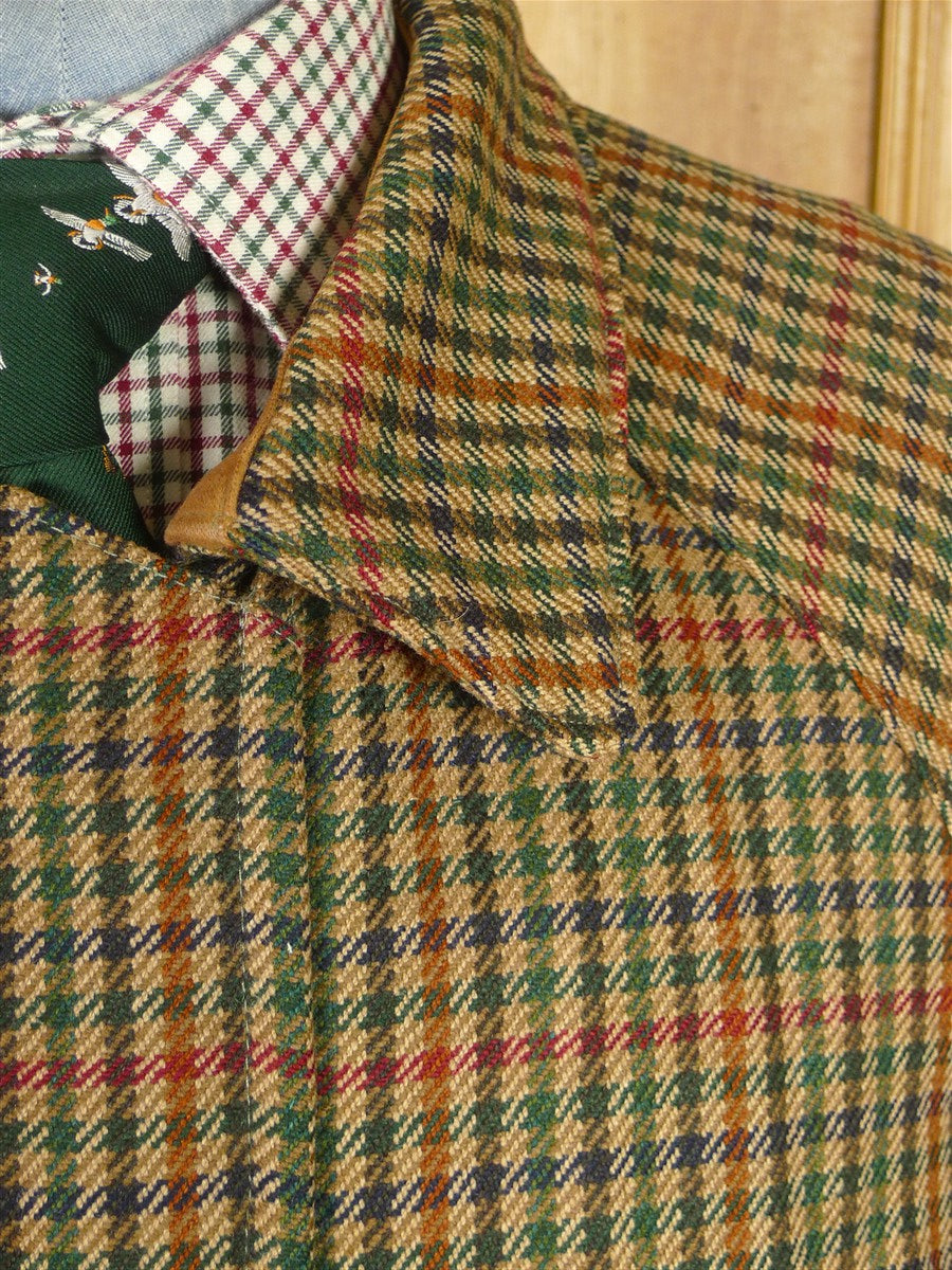 25/1148 superb vintage heavyweight scottish tweed gun check shooting field coat 44-45