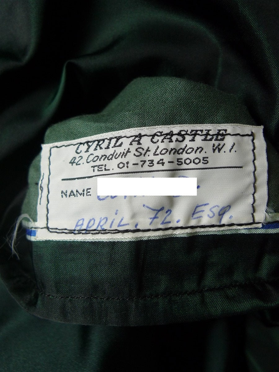 25/1156 exceptional 1972 cyril a castle savile row bespoke bottle green velvet smoking / dinner jacket w/ silk facings 39-40 regular