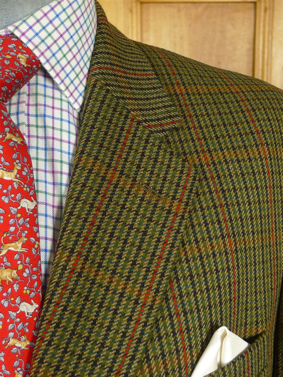 25/1165 near immaculate john g hardy green gun check tweed sports jacket blazer 48 regular