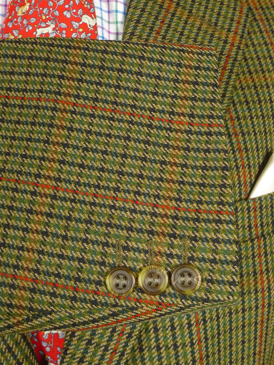 25/1165 near immaculate john g hardy green gun check tweed sports jacket blazer 48 regular