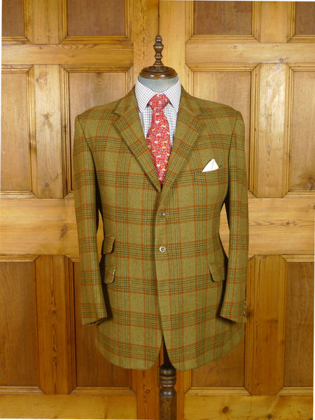25/1166 vintage john g hardy brown wp check tweed sports jacket blazer 43-44 regular