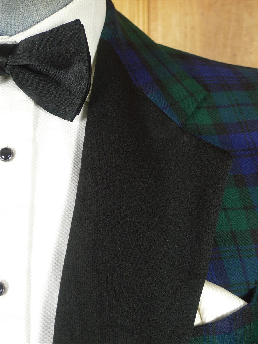25/1154 wonderful vintage british black watch tartan dinner jacket w/ satin facings 41 regular