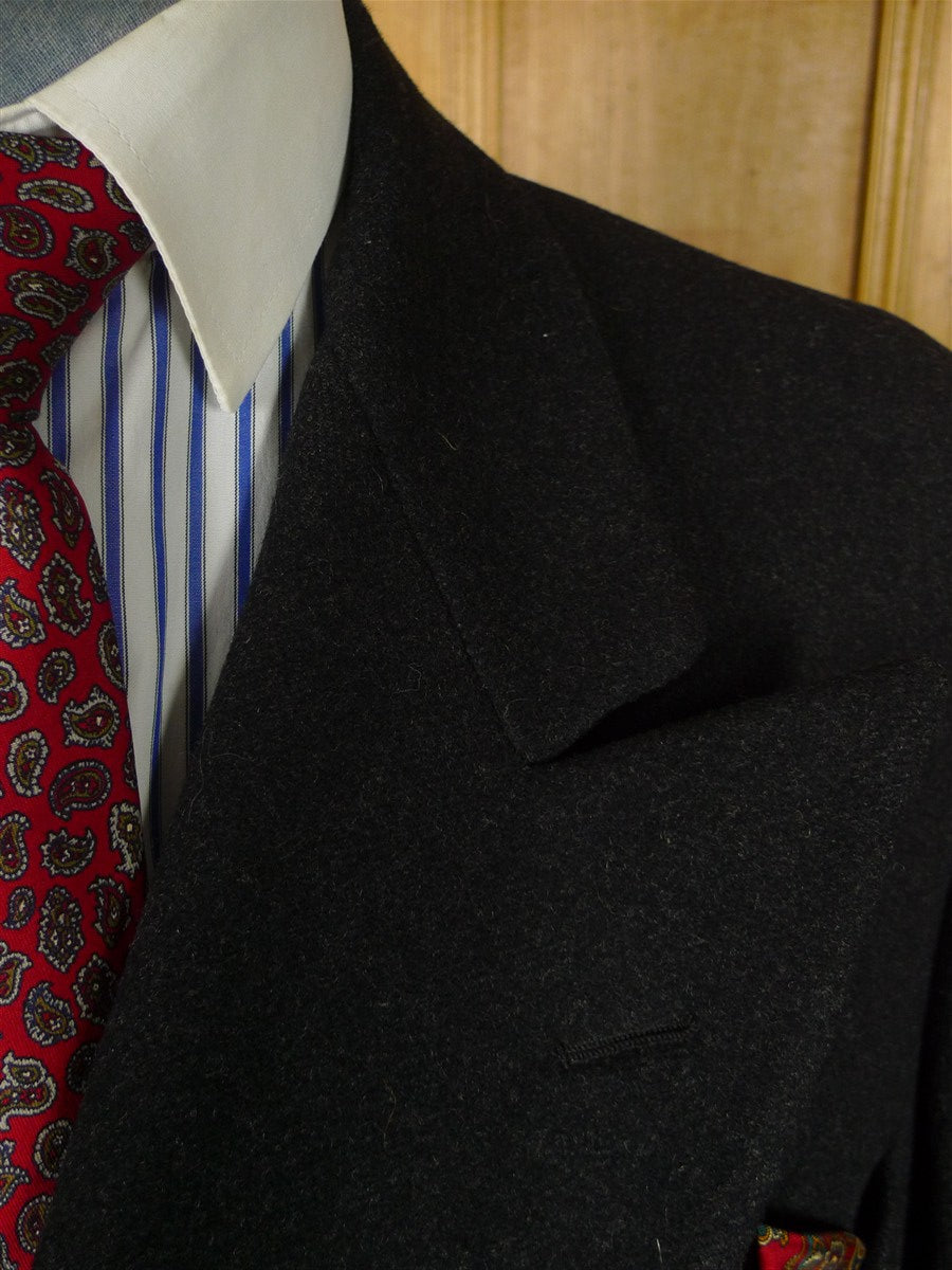 25/1179 genuine 1950s vintage extra-heavyweight full-length d/b charcoal grey herringbone weave d/b king coat overcoat 42 long