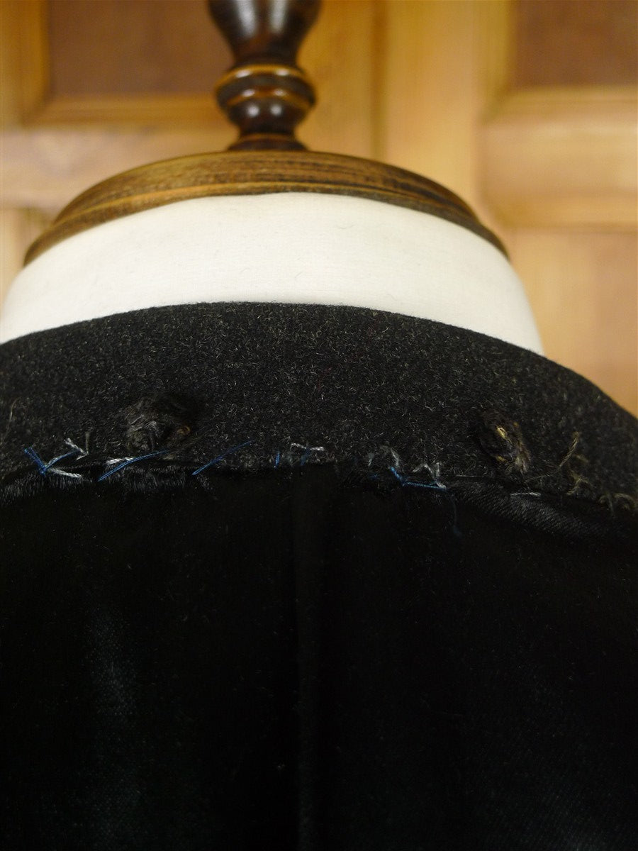 25/1179 genuine 1950s vintage extra-heavyweight full-length d/b charcoal grey herringbone weave d/b king coat overcoat 42 long