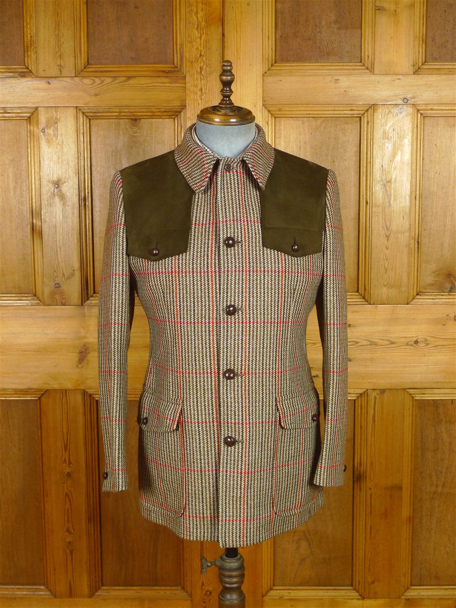 25/1182 immaculate vintage aquascutum gun check tweed gamekeeper shooting jacket 39-40 regular