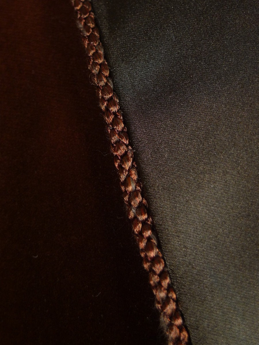 25/1192 exceptional 1979 vintage bespoke brown silk-velvet d/b silk shawl dinner / smoking jacket 40-41 long