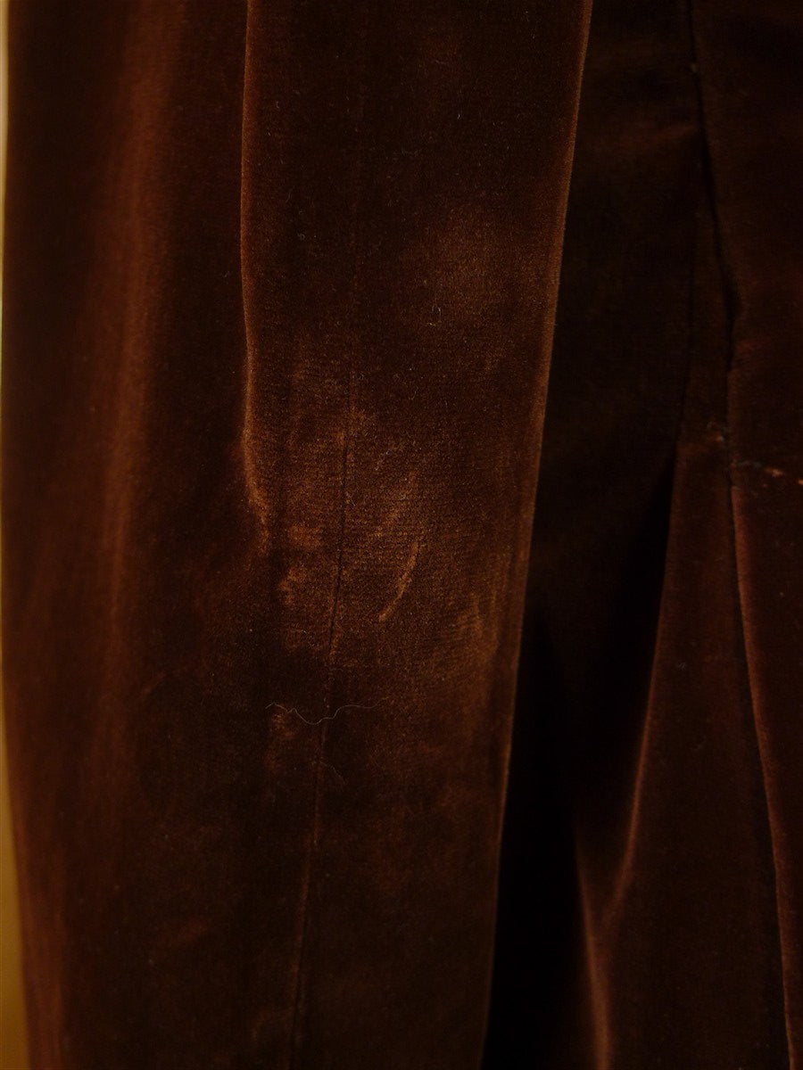 25/1192 exceptional 1979 vintage bespoke brown silk-velvet d/b silk shawl dinner / smoking jacket 40-41 long