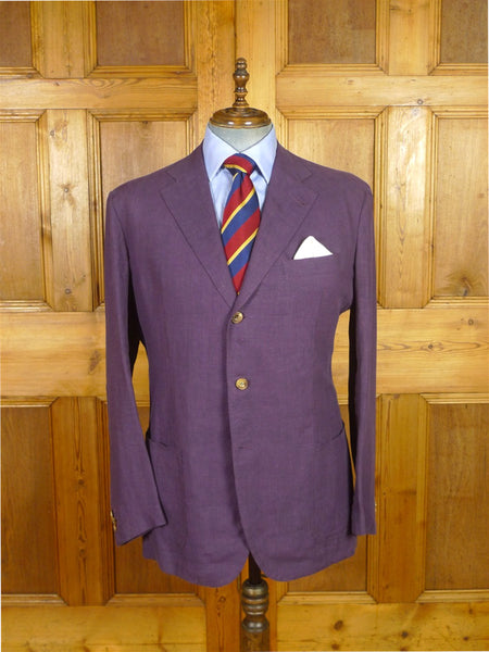 25/1188 near immaculate 2011 italian bespoke tailored plum pure linen sports jacket blazer 43 regular