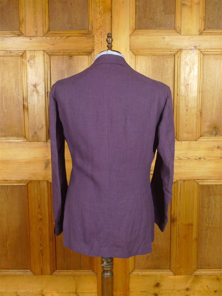 25/1188 near immaculate 2011 italian bespoke tailored plum pure linen sports jacket blazer 43 regular
