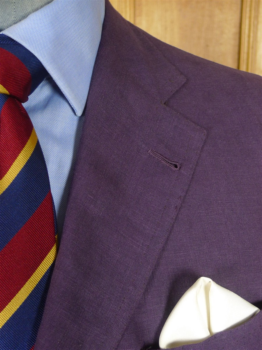 25/1188 near immaculate 2011 italian bespoke tailored plum pure linen sports jacket blazer 43 regular