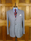 25/1187 near immaculate 2011 italian bespoke tailored dogtooth check pure linen sports jacket blazer 43 regular