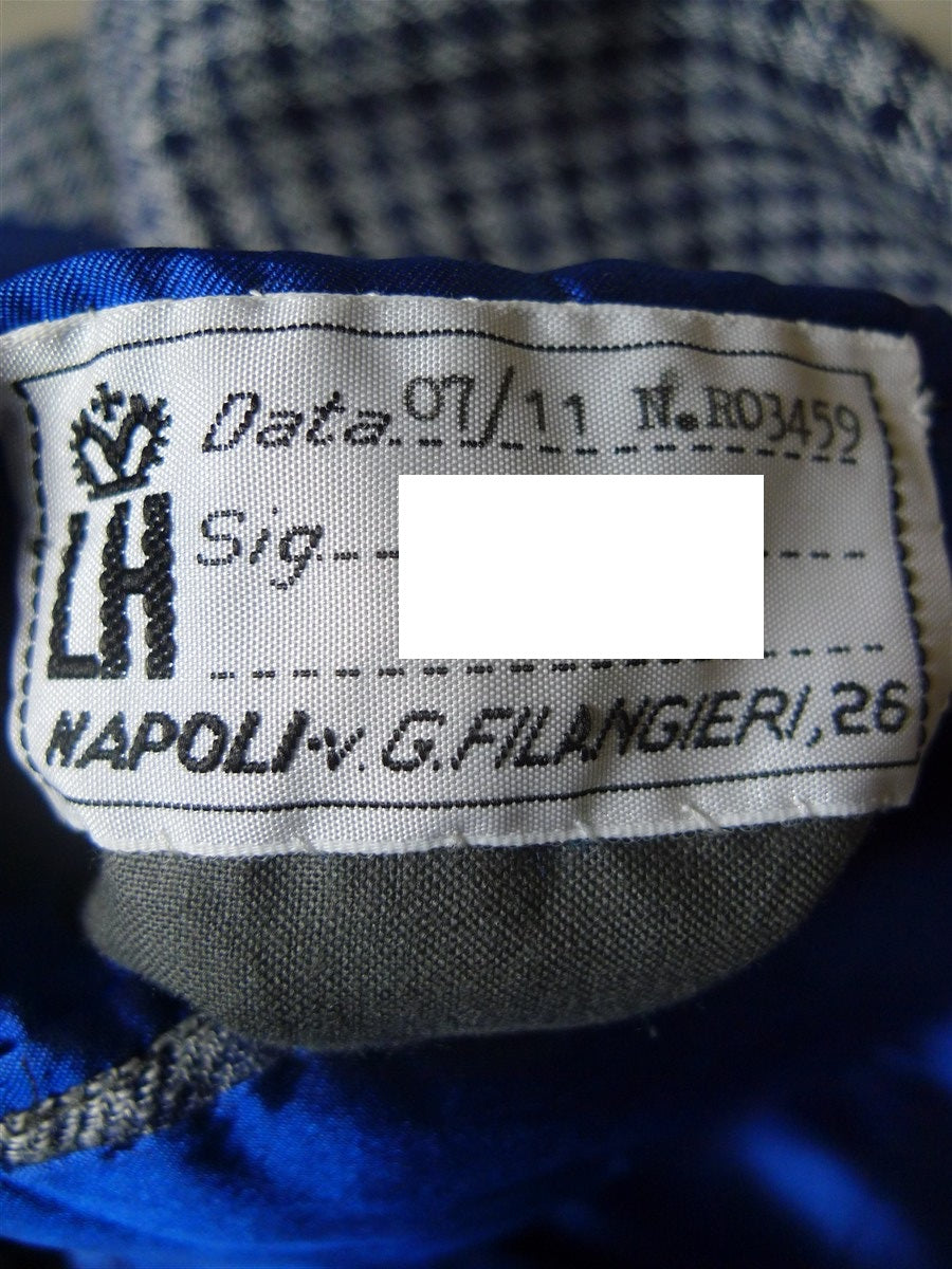 25/1187 near immaculate 2011 italian bespoke tailored dogtooth check pure linen sports jacket blazer 43 regular