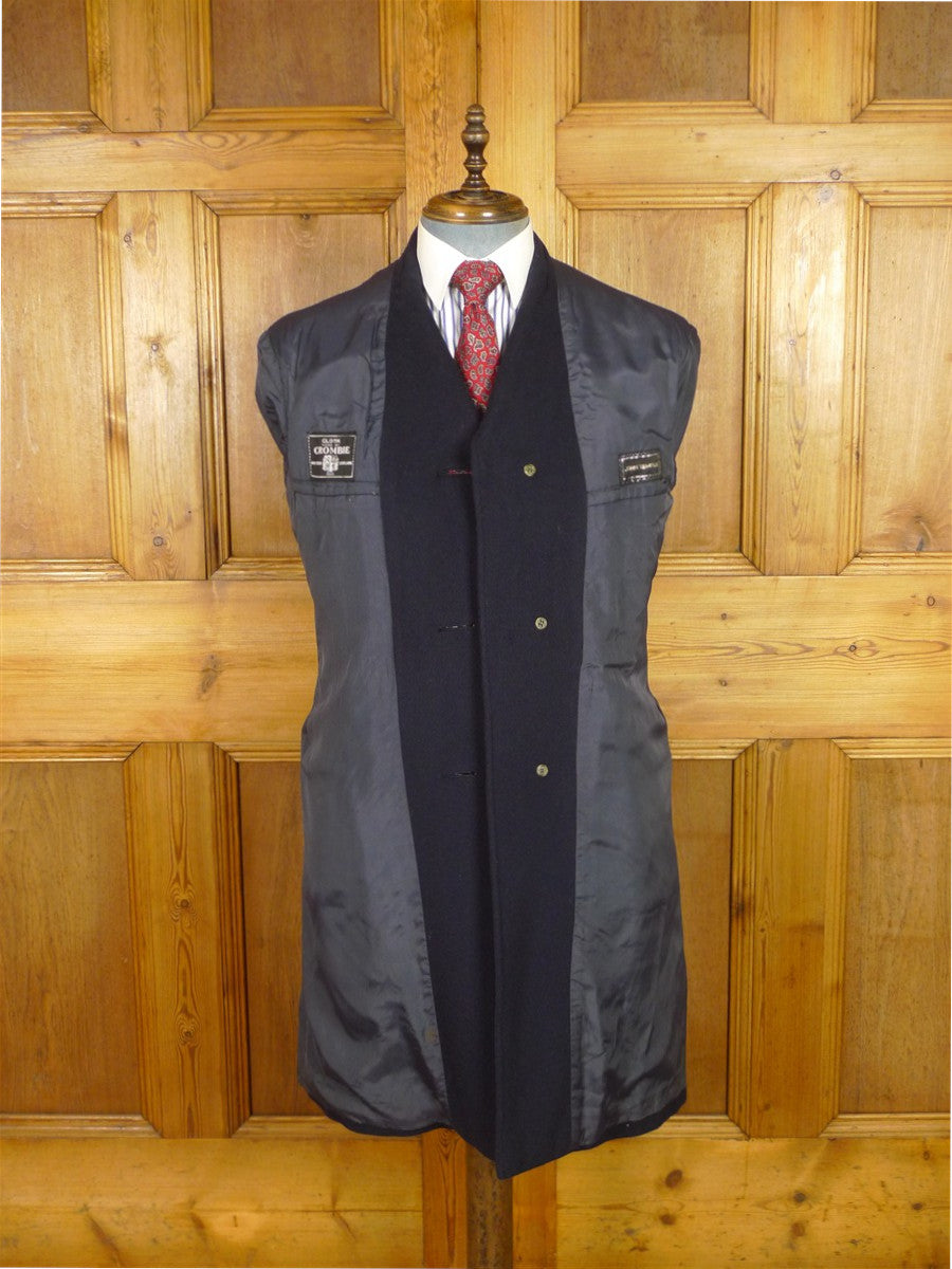 25/1194 immaculate vintage navy blue crombie cloth overcoat coat 38-39