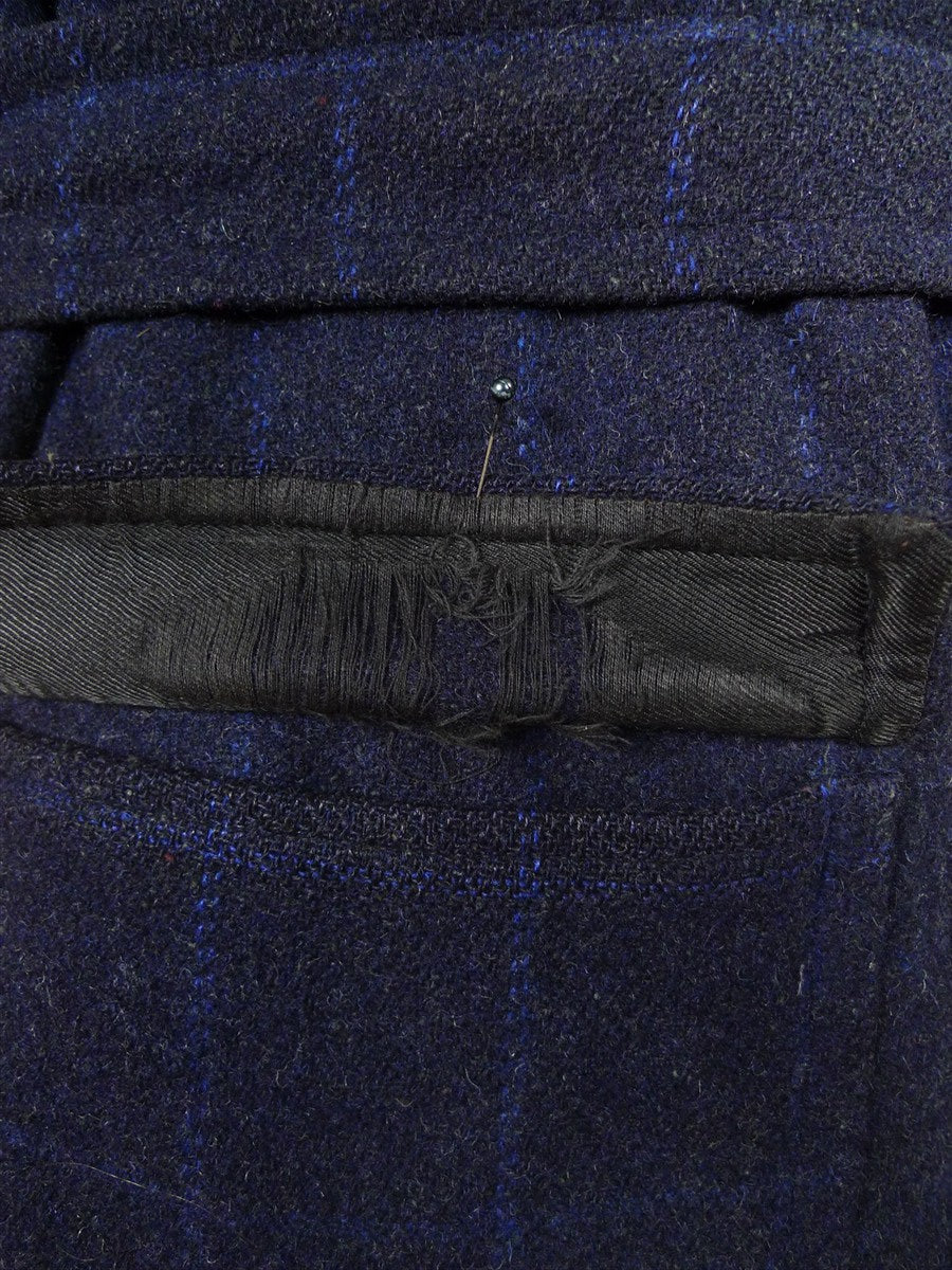 25/1195 stunning genuine cc41 utility mark 1940s vintage ww2 era navy / royal blue wp check d/b heavyweight wool tweed overcoat w/ original belt 41-42 long