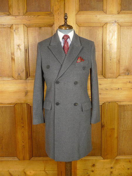 25/1197 mint new w/o tags aquascutum london wool & 10% cashmere grey herringbone d/b overcoat coat 36-38