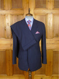 26/0012 immaculate 2011 italian bespoke blue worsted & mohair canvassed 2-piece suit w/ roll lapel 40-41 long