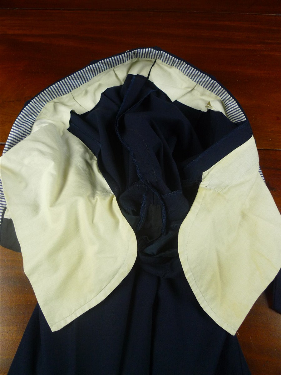 26/0012 immaculate 2011 italian bespoke blue worsted & mohair canvassed 2-piece suit w/ roll lapel 40-41 long