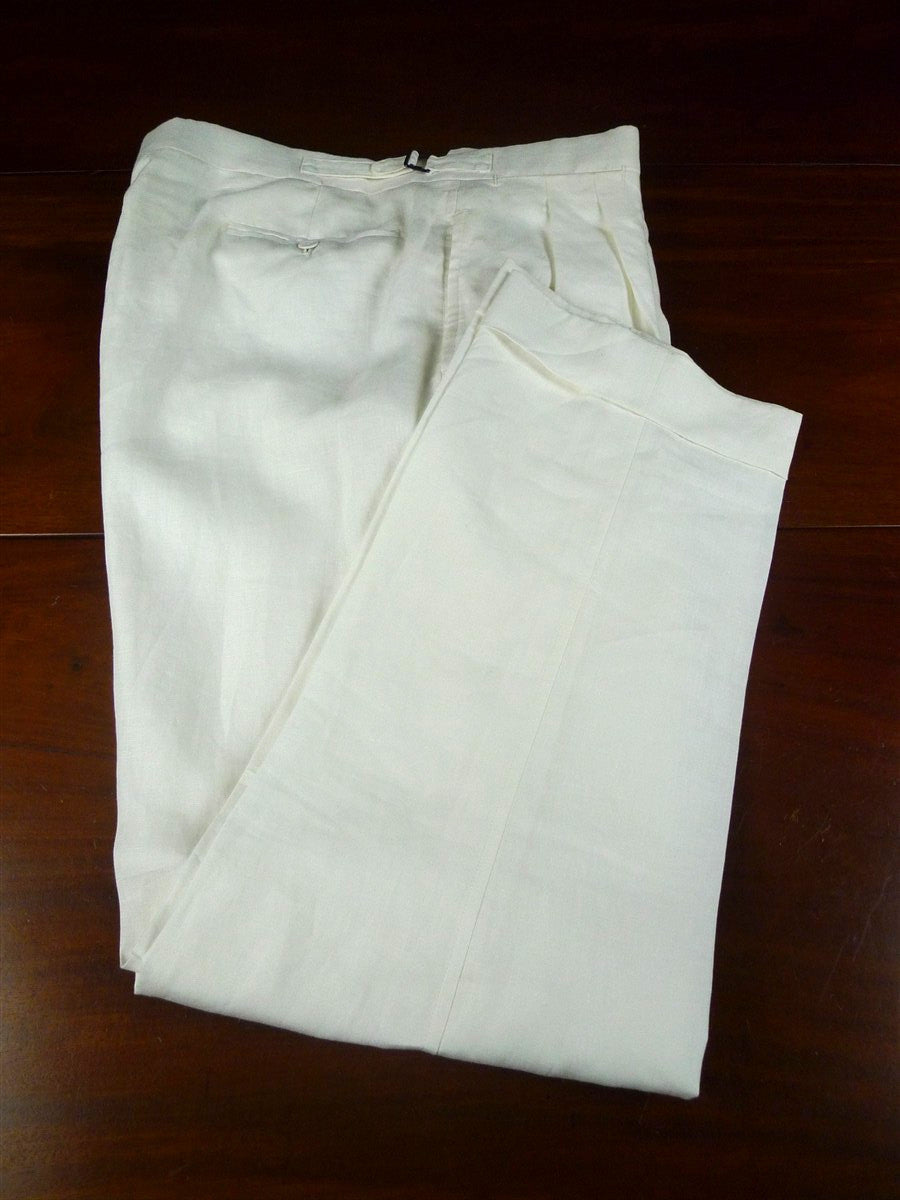 25/1203 italian bespoke 2011 white linen trouser 38