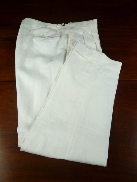 25/1203 italian bespoke 2011 white linen trouser 38