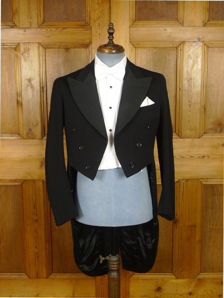25/1224 vintage black barathea evening tailcoat tails 40-41 short to regular