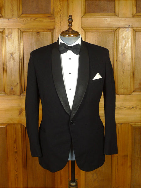25/1211 vintage british black barathea grosgrain shawl dinner jacket 39 short to regular