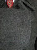25/1226 delightful vintage british 90% wool grey d/b pea coat w/ faux fur facings 40