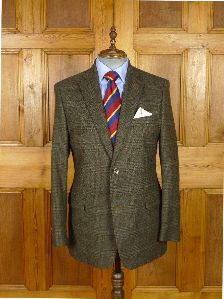 25/1209 immaculate modern daks london glen check wool sports jacket blazer w/ suede trims 42 regular