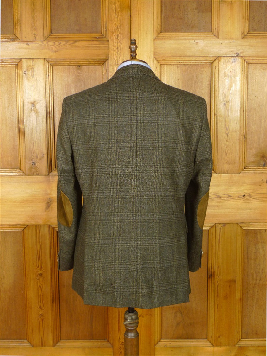 25/1209 immaculate modern daks london glen check wool sports jacket blazer w/ suede trims 42 regular