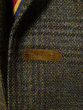 25/1209 immaculate modern daks london glen check wool sports jacket blazer w/ suede trims 42 regular