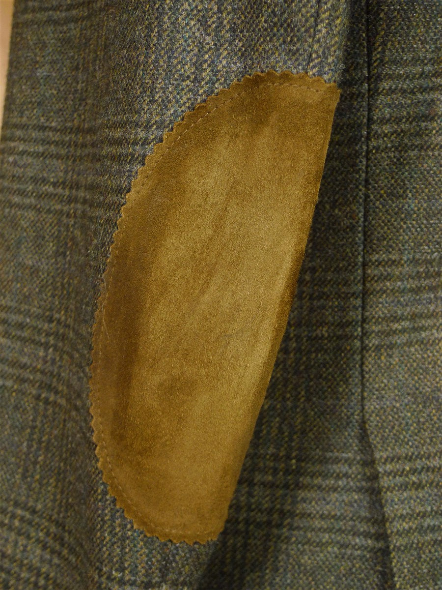 25/1209 immaculate modern daks london glen check wool sports jacket blazer w/ suede trims 42 regular