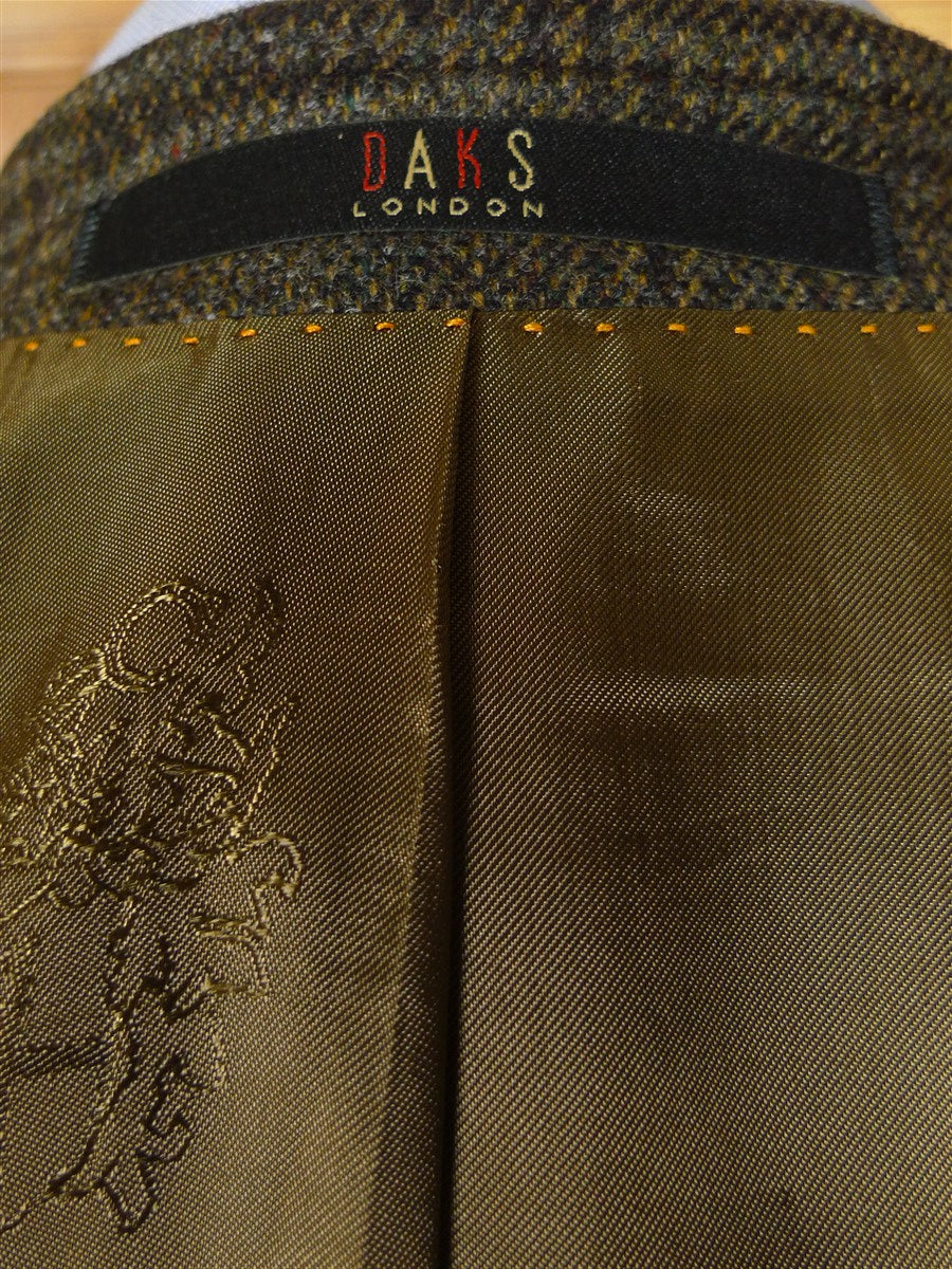 25/1209 immaculate modern daks london glen check wool sports jacket blazer w/ suede trims 42 regular