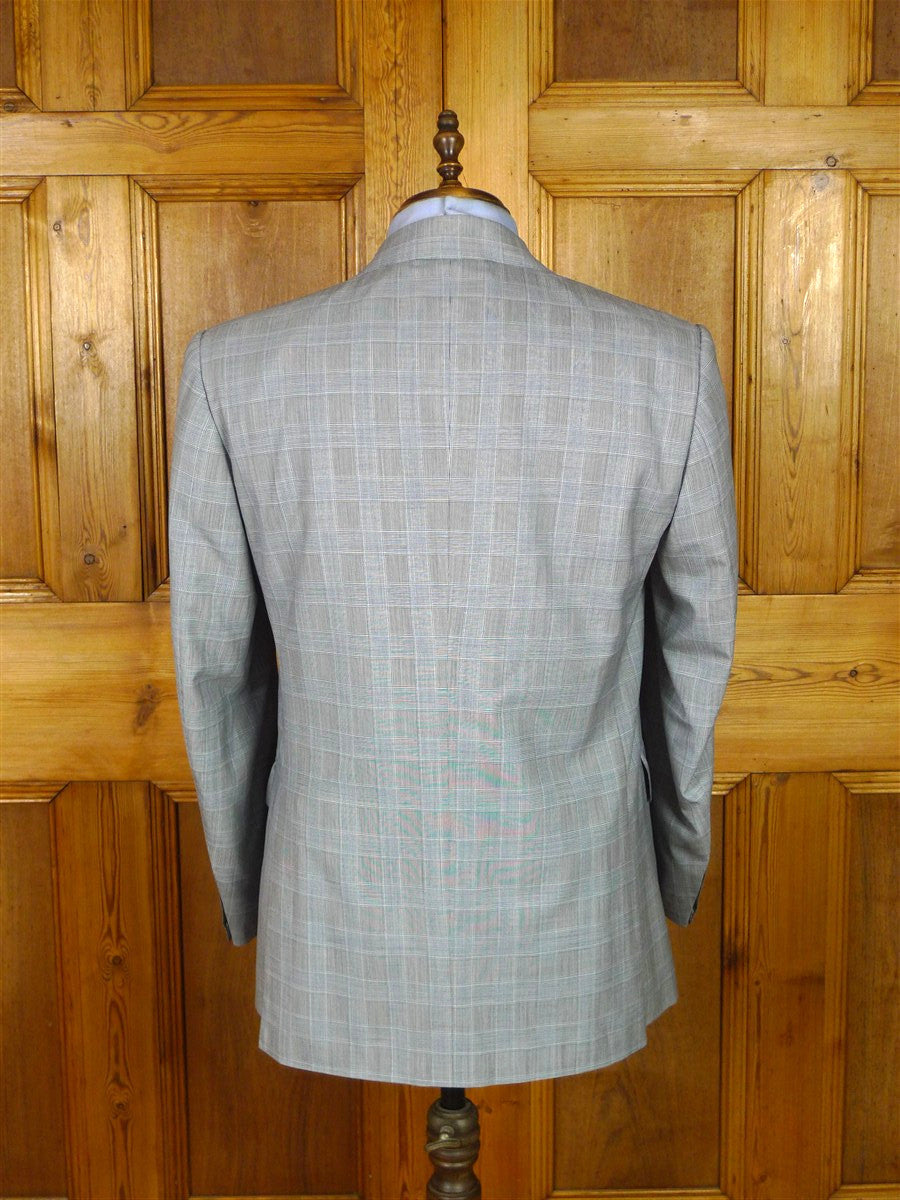 25/1217 immaculate 2008 italian bespoke wool & silk pow check suit 42-43 regular