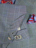 25/1217 immaculate 2008 italian bespoke wool & silk pow check suit 42-43 regular