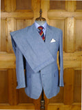 26/0013 immaculate 2011 italian bespoke pure linen pale blue travel / summer suit 44-45 short to regular