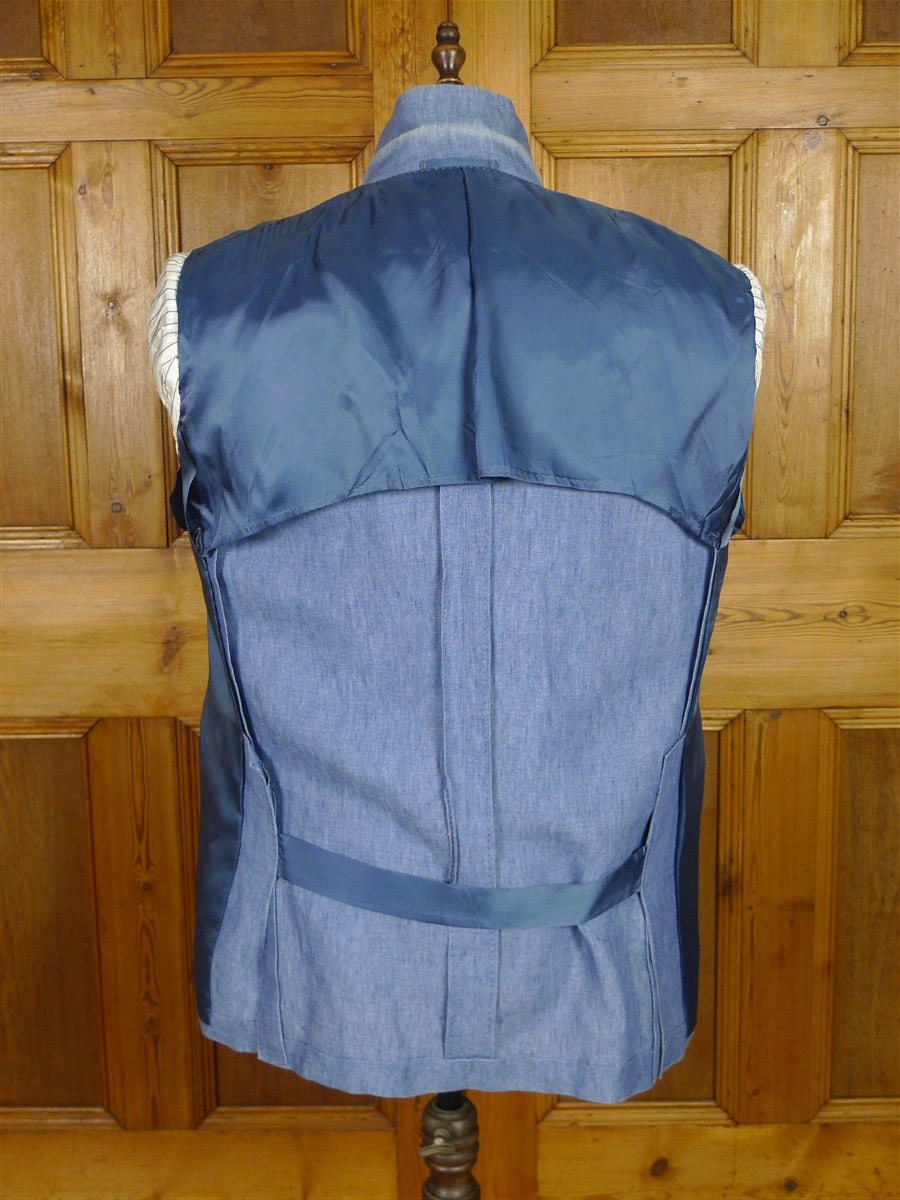 26/0013 immaculate 2011 italian bespoke pure linen pale blue travel / summer suit 44-45 short to regular