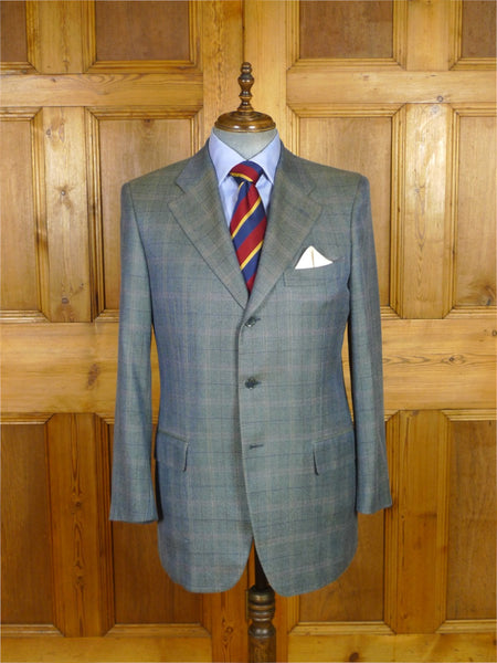25/1214 immaculate italian bespoke wool & cashmere grey wp check sports jacket blazer 42 regular to long