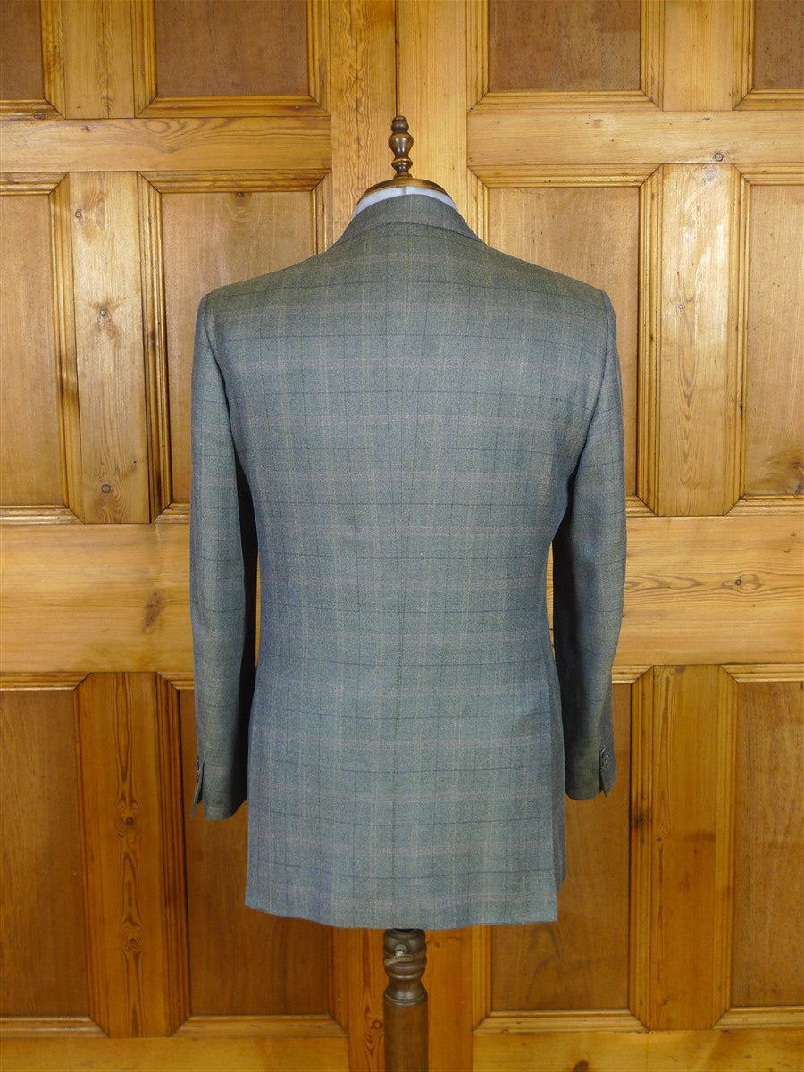 25/1214 immaculate italian bespoke wool & cashmere grey wp check sports jacket blazer 42 regular to long