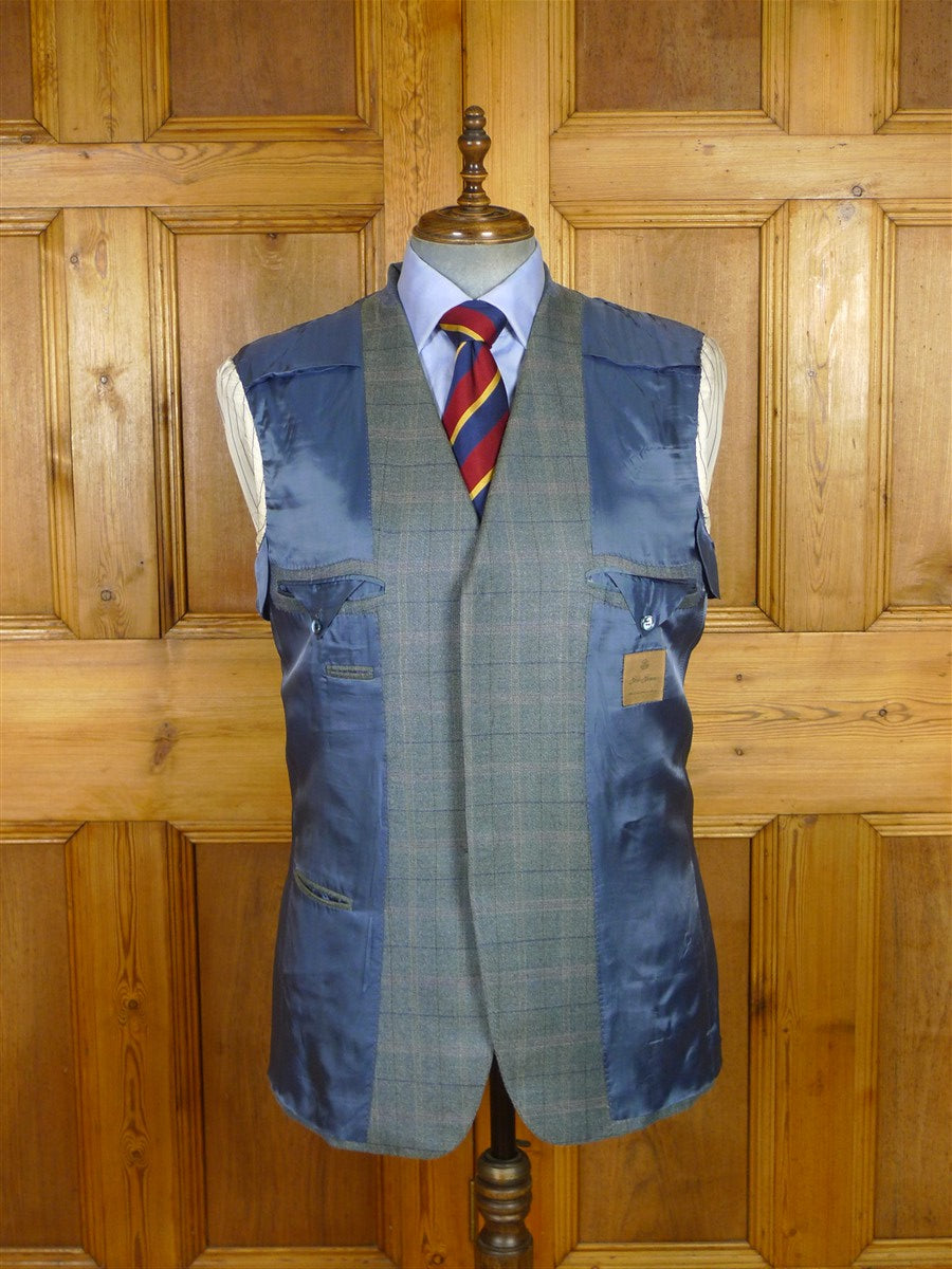 25/1214 immaculate italian bespoke wool & cashmere grey wp check sports jacket blazer 42 regular to long