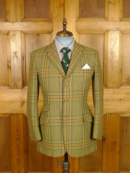 26/0029 wonderful vintage john g hardy heavyweight sporting check tweed jacket w/ staghorn buttons 38 regular