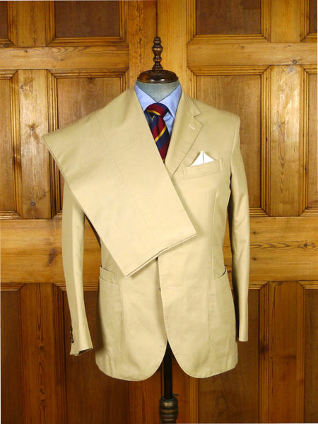 26/0437 near immaculate drake's beige cotton roll-lapel suit w/ horn buttons (rrp £1200) 42 regular