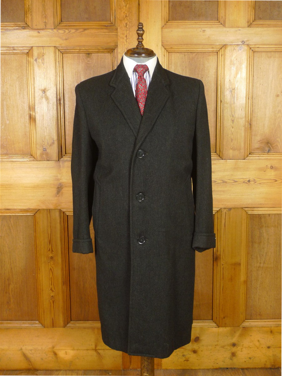26/0024 fabulous 1940s 1950s vintage west of england worsted twill grey raincoat overcoat w/ gauntlet cuff 38-40
