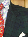 26/0046 immaculate vintage daks london black watch style tartan wool blazer w/ gold buttons 44 regular