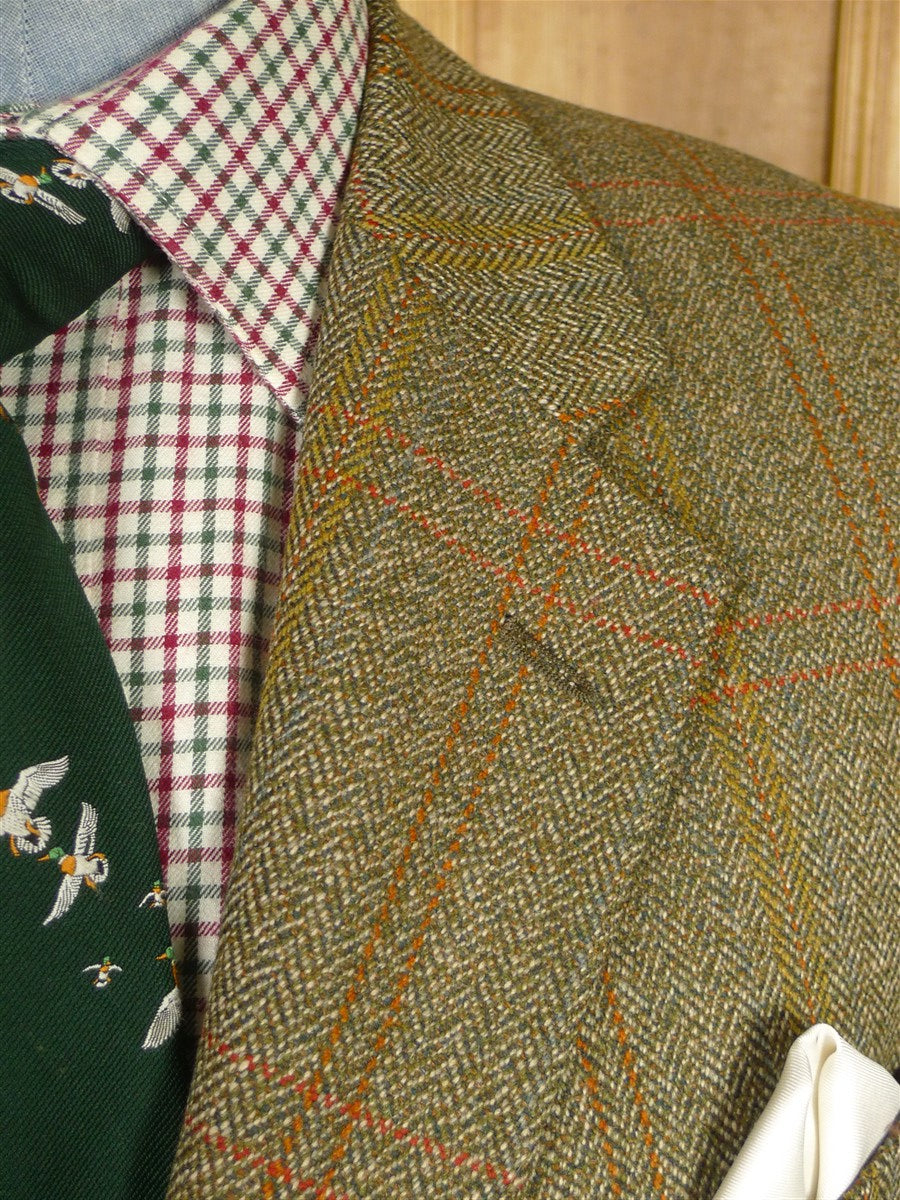 26/0048 immaculate heavyweight john g hardy green wp check tweed jacket 43 regular