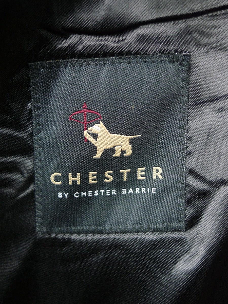 26/0055 immaculate chester barrie savile row grey herringbone wool chesterfield coat overcoat 44