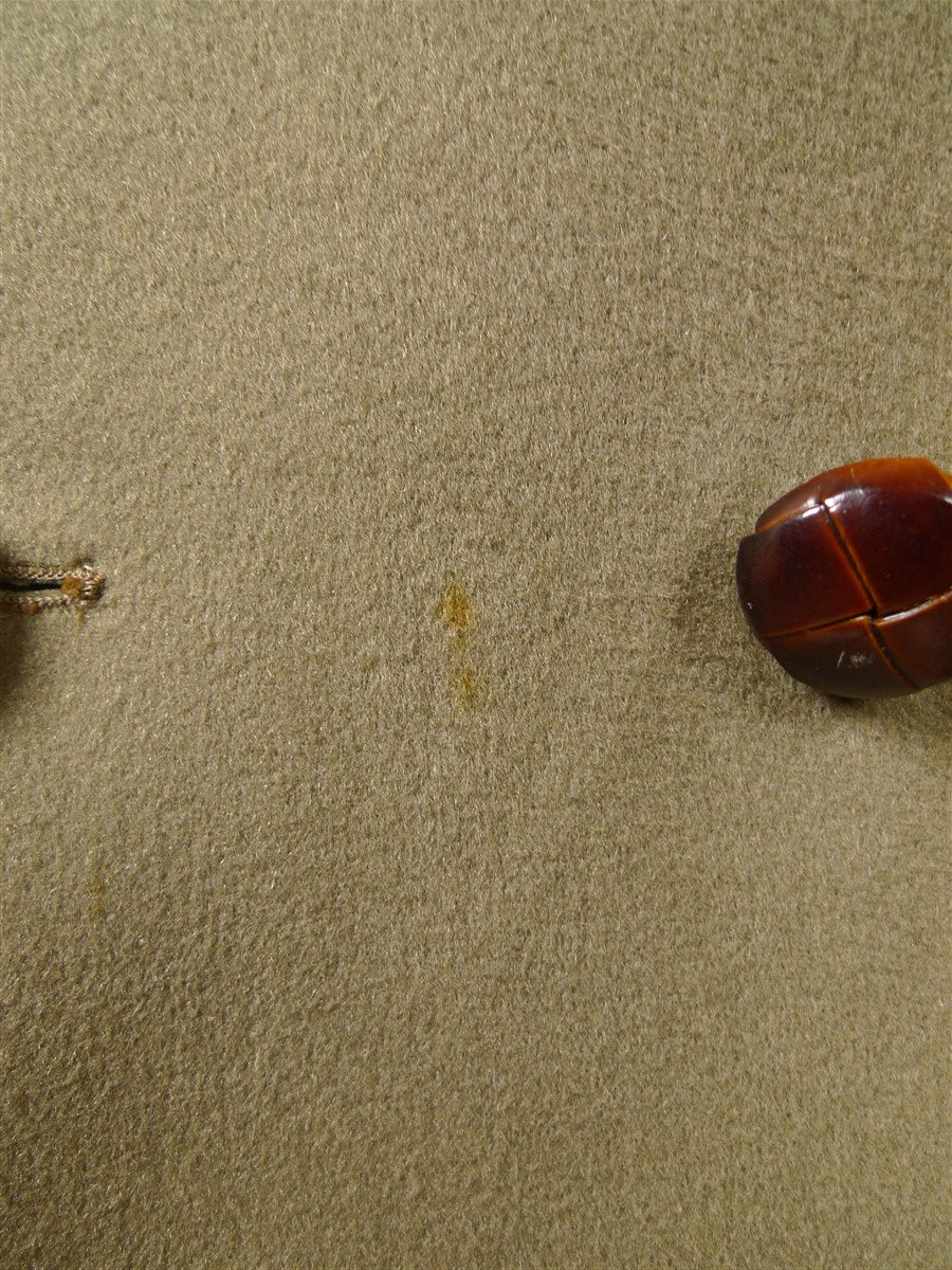 26/0054 vintage heavyweight crombie melton wool british warm overcoat w/ leather buttons 42